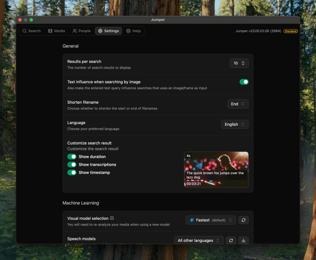 Redesigned Settings view