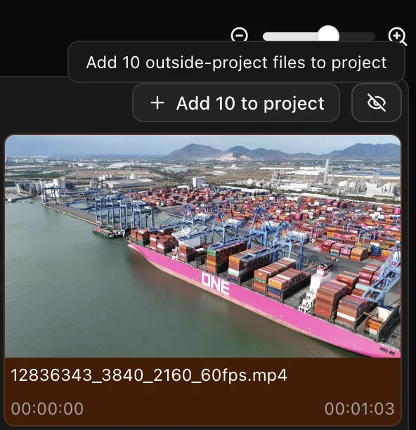 Add all current search results to the active project