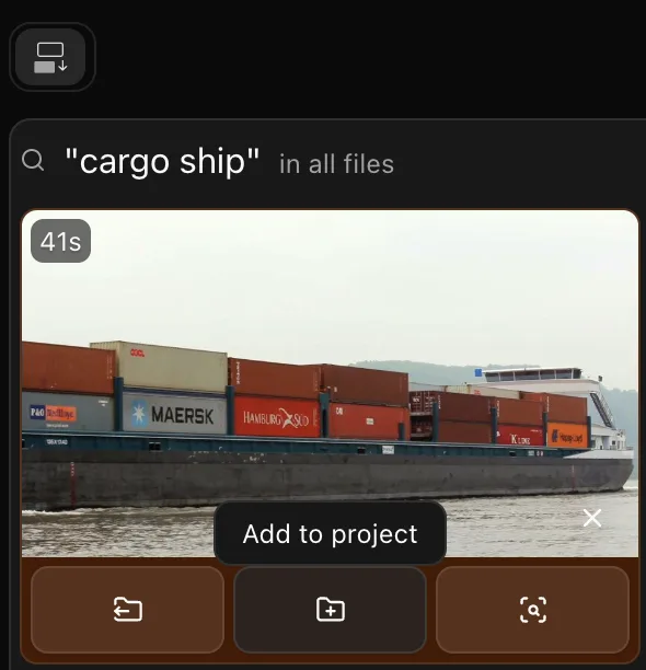 Add a single search result to the active project