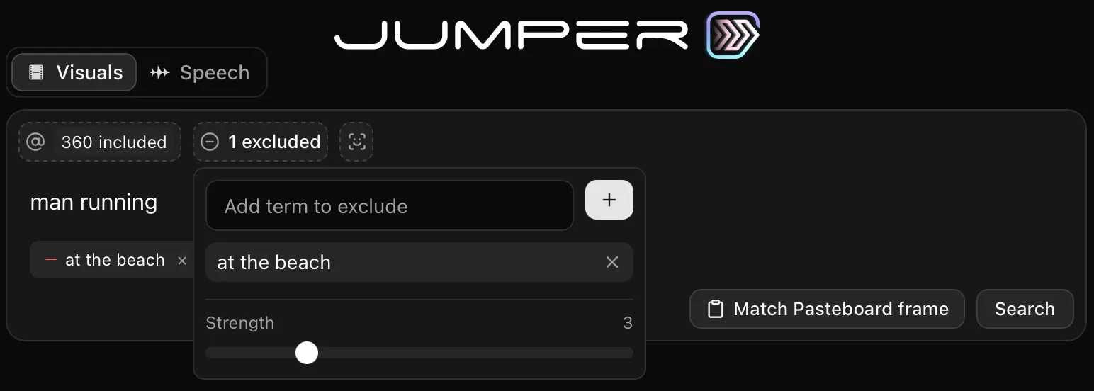 Visual search with an exclusion term for at the beach