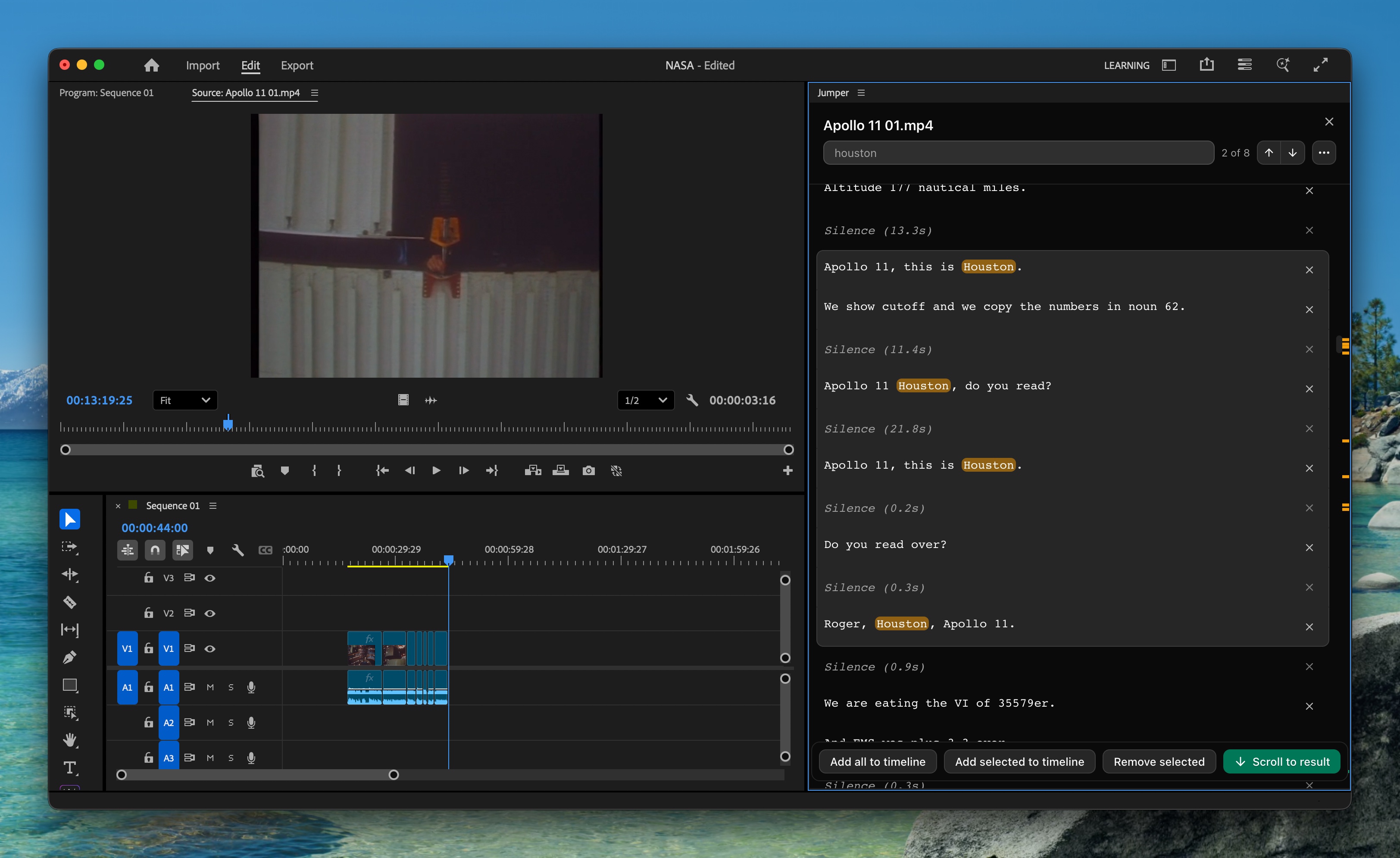 Add script to timeline in Script Editor